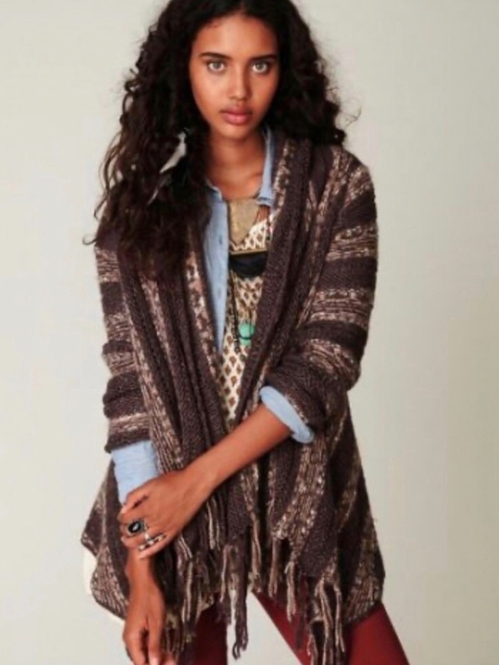 FREE PEOPLE RUNAWAY LOVE FRiNGE DUSTER L 🧡